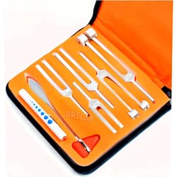 Artlab Premium -Tuning Fork Set-Percussion Taylor Hammer + C128,C256,C512,C2048,C1024 Tuning Forks + Reflex Buck Hammer + Pupil Gauge Pen Light with Nice Carrying Case (Set of 7 W/Taylor Hammer Zipper CASE)
