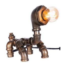 GoHoKi Steampunk Decor Table Lamp: Cool Vintage Style Robot Desk Lamps with Edison Bulb Lamp Rustic Retro Art Decor Gifts Antique Metal Lamp for Home Decoration