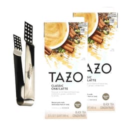 Moofin Tazo Classic Chai Latte, Aromatic Chai Latte Tea Blend With Cinnamon & Vanilla, Black Tea Concentrate, Easy To Make Hot Or Cold, Includes Silver Ss Tea Bag Squeezer Chai Tea (Pack Of 2)