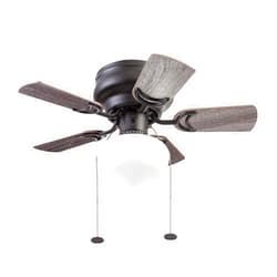 Prominence Home Hero, 28 Inch Traditional Flush Mount Indoor LED Ceiling Fan with Light, Pull Chain, Dual Finish Blades, Reversible Motor - 51655-01 (Bronze)