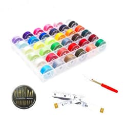 HimaPro 36 PCs Assorted Color Bobbins with Storage case Compatible for Brother, Babylock, Janome and Singer etc (SA156)- 40 Weight-Comes with Soft Tape Measures, Assorted Needles, and Seam Rippers