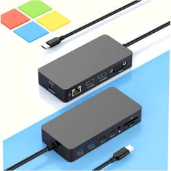 Rocketek Microsoft Surface Thunderbolt 4 Dock Triple Displays with Power Supply, 12 in 1 Surface Docking Station with Dual 4K HDMI+VGA for Surface Pro 11/10/9/8/X/7+/7, Laptop 7/6/5/4/3, Laptop Studio 2/1