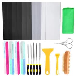 Swpeet 26Pcs Resin Sanding and Polishing Assortment Kit, Including 240# 600# 1000# 2000# 3000# 5000# Sand Papers, Resin File, Polishing Blocks, Scissors, Wooden Cleaning Brush for Polishing Resin
