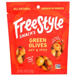 Freestyle Snacks Olives Green Hot Spicy 4 OZ