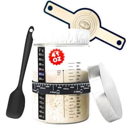 TMEDW Sourdough Starter Kit, Sourdough Bread Baking Supplies, 41 OZ Large Capacity Sourdough Starter Jar with Feeding Tracker, Thermometer, Silicone Spatula, Silicone Bread Sling & More