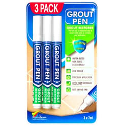 Rainbow Chalk Markers Limited Grout Pen White Tile Grout Paint: Waterproof Grout Paint Pen, Whitener and Grout Sealer Marker for Cleaner Looking Grout Lines - White, Narrow 5mm Tip (7mL) - 3 Pack