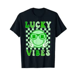 Vintage Shenanigans Squad St Patrick's Day Tees. Retro Groovy St Patricks Day Lucky Vibes Hippie Shamrock T-Shirt