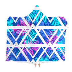 Vantaso Wearable Hooded Blankets Throw Poncho Cloak Blanket Tropical Palm Leaf Geometric for Women Men for Bed Sofa Bedding 55x70in