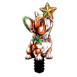 Generic THUYPT 2D Flat Dog with Star Tree Topper, Printed Wooden Tree Top for Christmas Holiday Decorations, Gift for Dog Lover (Bulldog)