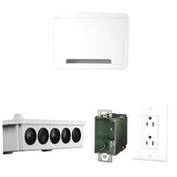 On-Q Legrand - OnQ Media Enclosure Bundle with Duplex Power Kit and Rubber Grommets