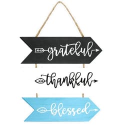 Jetec 3 Pieces Rustic Wood Arrow Sign Wall Decor Thankful Grateful Blessed Sign Hanging Wall Sign Welcome Sign for Wall Art Farm House Home Living Room Kitchen Decorations (Bright Colors)