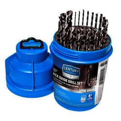 Century Drill & Tool, 24021, 21 PC Set,Jobber Drill Bit,Pro-Grade, Made in The USA, Black Oxide Drill Bits