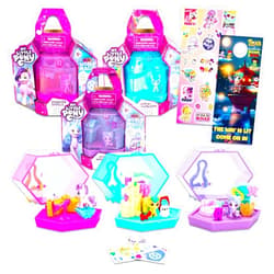 Secret Origins My Little Pony Toys for Girls 5-7 - My Little Pony Crystal Keychains Bundle With 3 My Little Pony Mini World Magic Playsets Featuring Trailblazer, Moonbow, and Princess Petals | My Little Pony Playset
