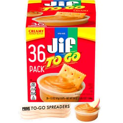 PRIME GRADE Peanut Butter Cups to go, 36Ct Individual Packets With Prime Grade Spreader, Jiffy Peanut Butter Creamy, Peanut Butter Snacks