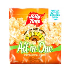 JOLLY TIME All in One Popcorn Kit with Sunflower Oil, Portion Packets with Kernels, Sunflower Oil and Salt for Movie Theater or Air Popper Machines (24 pack, 6oz Kettle)