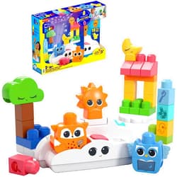 Mega Brands MEGA BLOKS Fisher-Price Toddler Building Blocks Toy, Rise & Snooze Night Light with 30 Pieces, Sound and Light Effects, Star Projector, Ages 1+ Years