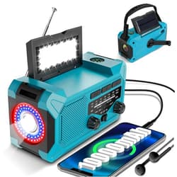 Amiluo 10000mAh Emergency Weather Radio with AM/FM/NOAA, Upgrade Solar Hand Crank Radio with Reading Lamp, Flashlight, Torch Light, SOS Alarm, Compass, Thermometer & Headphone Jack for Home Outdoor Survival