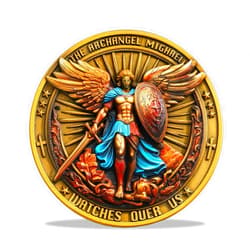Meliatomia St Michael The Archangel Watches Over Us Catholic Token - Psalm 91:10-11 Bible Verse, Zinc Alloy St Michael Token, Inspirational Gifts for Protection & Faith - Easter Gifts for Christian Men (1pc)
