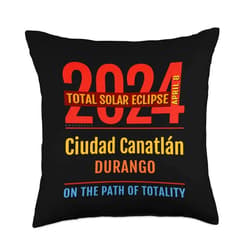 2024 Eclipse : Ciudad Canatlán MEXICO : UMBRAPHILE Ciudad Canatlán Mexico Total Solar Eclipse 2024 : 4 :: Throw Pillow, 18x18, Multicolor