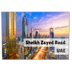 Photomagnet Aerial Night View of The Skyscrapers Along The Sheikh Zayed Road in Dubai, UAE Fridge Magnet