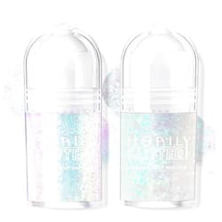 HOSAILY 2 Colors Roll-on Body Glitter Gel, Holographic Glitter Gel Under Light for Body, Hair, Face, Body Shimmer Hair Glitter Gel for Rave Accessories Christmas New Year Halloween Makeup (8+15)