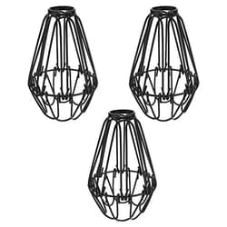 Jaquiain 3 Pcs Iron Bulb Lamp, Ceiling Fan and Light Bulb Covers, Industrial Vintage Style Pendant Light Fixture Lamp