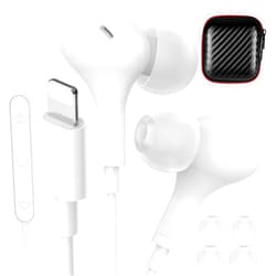 iMangoo for Apple MFi-Certified Headphones for Lightning Wired Earbuds Magnetic Ear Buds with HiFi Bass,3 Ear Tips Mic Corded Earphones for Gym, Commuting for iPhone 14 Plus 13 12 11 Pro Max White