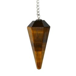 Amazing Gemstone Tiger Eye Crystal Pendulum for Divination - Dowsing Pendulum Necklace with Chain and Crystal Ball for Reiki Healing and Crystal Grid Meditation