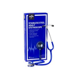 Medline Elite Adult Stainless Steel Stethoscope, Blue, High Acoustic Sensitivity