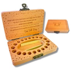 20 Moments of Tooth Tooth Fairy Keepsake Box for Girls & Boys, Tooth Fairy Box for 20 Baby Teeth, Wooden Tooth Storage & Saver Box for Lost Teeth, Tooth Fairy Gifts for Birthday (Natural Beech)