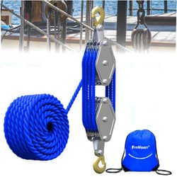 FITHOIST Block and Tackle 4400 LB Breaking Strength Heavy Duty Pulley, 65 Ft 3/8