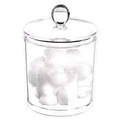 Hipiwe Cotton Ball and Swab Organizer with Lid Apothecary Acrylic Jar Makeup Cotton Organizer Bathroom Storage Canister Jar for Cotton Rounds Pads Q-tips Holder