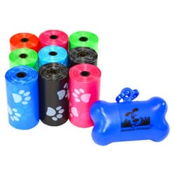 Downtown Pet Supply Poop Bags for Dogs with Dispenser, 180 Count - Leak-Proof Dog Waste Bags and Bone-Shaped Dog Poop Bags Holder for Leash - Rainbow with Paw Prints, 12.5