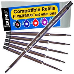Jaymo Replacement for Waterman 834254 - Measures 4.4 in / 112 mm Long - Ballpoint Pen Refill - 6 Black