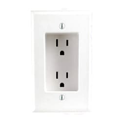 Leviton 689-W 15 Amp 1-Gang Recessed Duplex Receptacle, Residential Grade, with Screws Mounted to Housing, White