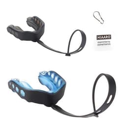 HIAARO 2-Pack Football Mouthguard with Straps and Case, Youth & Adults Sports Mouth Guard for Rugby, Hockey, Boxing, MMA, Basketball, Size L