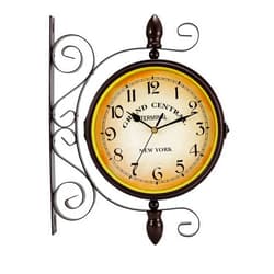 Dyna-Living Double-Sided Vintage Wall Clock - 8-inch Wrought Iron Hanging Clock with 360-degree Rotation for Home Use