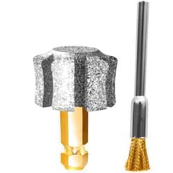 LENONG Faster Cooling Pet Nail Grinder Wheel Sawtooth Head, Anti-Clogging Diamond Dog Nail Grinding Bit with Steel Brush Compatible with Casfuy & Many Brands for Small Medium Large & Anxious Dogs (1pcs 80#)