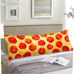 AIMSTONG Pepperoni Pizza Body Pillow Cover Funny Food Sausage Cheese Novelty Realistic Long Case Protector with Zipper Decorative Rectangle Soft Large Cases Covers for Bedding,Couch,Sofa 20''x54''