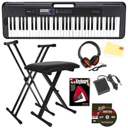 Casio CT-S300 Keyboard Bundle with Adjustable Stand, Bench, Headphones, Sustain Pedal, Piano Book, Instructional DVD, and Austin Bazaar Polishing Cloth