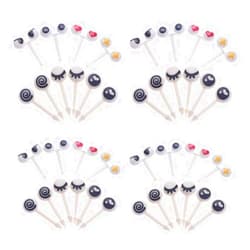 RAYNAG 40-Piece Kids Bento Box Food Picks Mini Cute Cartoon Plastic Fruit Toothpicks, Adorable Eye-style Lunchboxes Picks