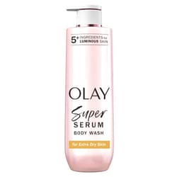 Olay Super Serum Body Wash for Extra Dry Skin, 24hr Long Lasting Rich Hydration, 5+ Ingredient Complex for Bright, Even, Firm, & Luminous Skin, with Collagen Peptide, Vitamin C & Shea Butter, 20 fl oz