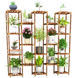 HOMKIRT Plant Stand Indoor Outdoor, 17 Tier Large Tall Plant Shelf for Indoor Plants Multiple, Wood Plant Stand Rack Holder Table for Living Room Garden Patio Window