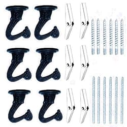 LIFEUNITE 6 Sets White Ceiling Hooks for Hanging Plant, Heavy Duty Swag Toggle Hooks with Hardware (Black)