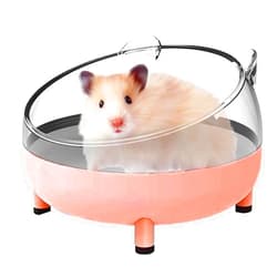 Meow&Woof Hamster Sand Bath Container, Large Sandbox Toilet Gerbil Batheoom, Tiny Chinchilla Dust Bathtub Sand Bath Box for Hamster Cage Accessories 6.5 Inch-Pink