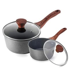 SENSARTE Nonstick Sauce Pan with Lid Saucepan Set, Swiss Granite Coating Sauce Pot Kitchen Cooking Pot, Induction Comptable, PFOA Free, 1.5 + 2.5 QT