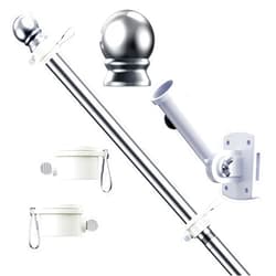 ESTTOP 5 FT Flag Pole Kit, Tangle Free Stainless Steel Weather Resistant Rustproof Flagpole with Adjustable Base for 3x5 USA Flag Flags 1