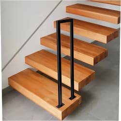 Lsoiup Wrought Iron Stairs Handrail, Fit 1 Steps Contemporary Outdoor Stair Railing, Transitional Hand Railings for Concrete Steps or Wooden Stairs