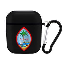 Sedoied Coat of Arms of Guam Earphone Protective Cover Durable Antidrop Headset Case for AirPods 2 & 1 with Keychain, black-style, One Size (Protection 3-d p)