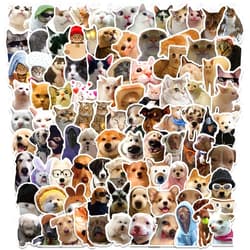 Jaurney 100PCS Funny Dog and Cat Meme Stickers, Cute Cat and Dog Stickers for Adults Teens, Animals Waterproof Decals for Water Bottle Laptop Scrapbook, Party Decals for Cats Dogs Lovers (Dogs Cats)